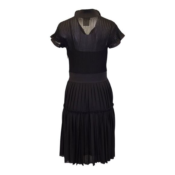 Chanel 2018 Short Sleeve Pleated Dress in Black Viscose - Picture 2 of 4